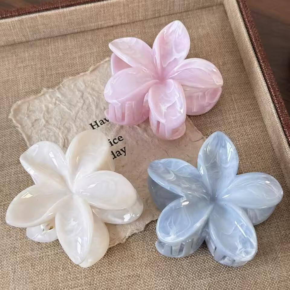 Korean Hawaiian Gradient Flowe - Hair Claw Clip Set 评论和价格
