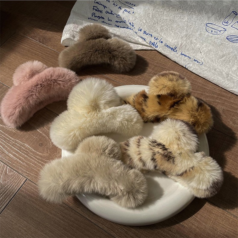 Winter Faux Fur Hair Claw Rabb - Hair Claw Clip Set 评论和价格
