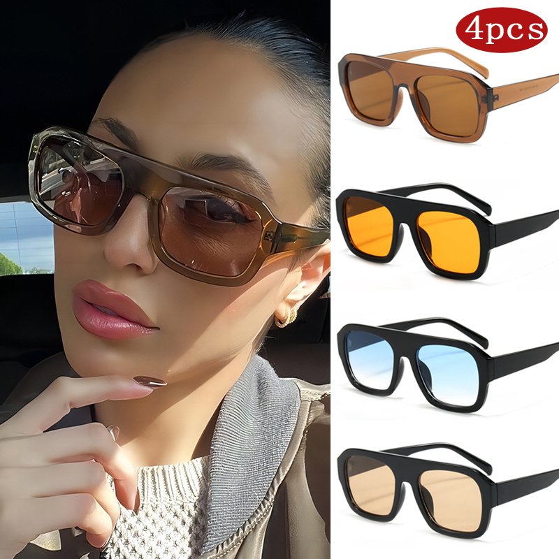 Car Sunglasses 1/4pcs Trendy O - Sunglasses Oversized Square 评论和价格