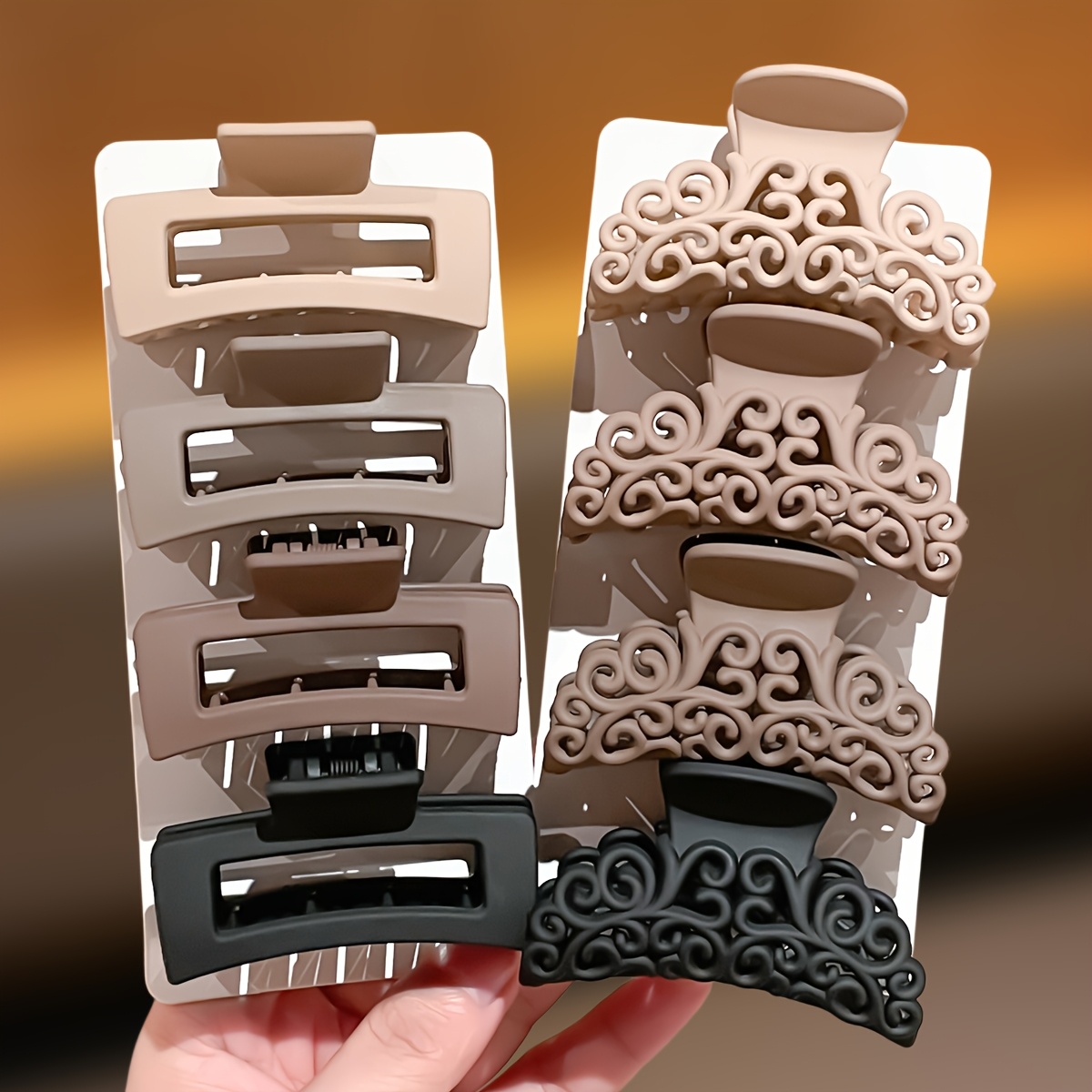 8Pcs Women's Square Patterned  - Hair Claw Clip Set 评论和价格