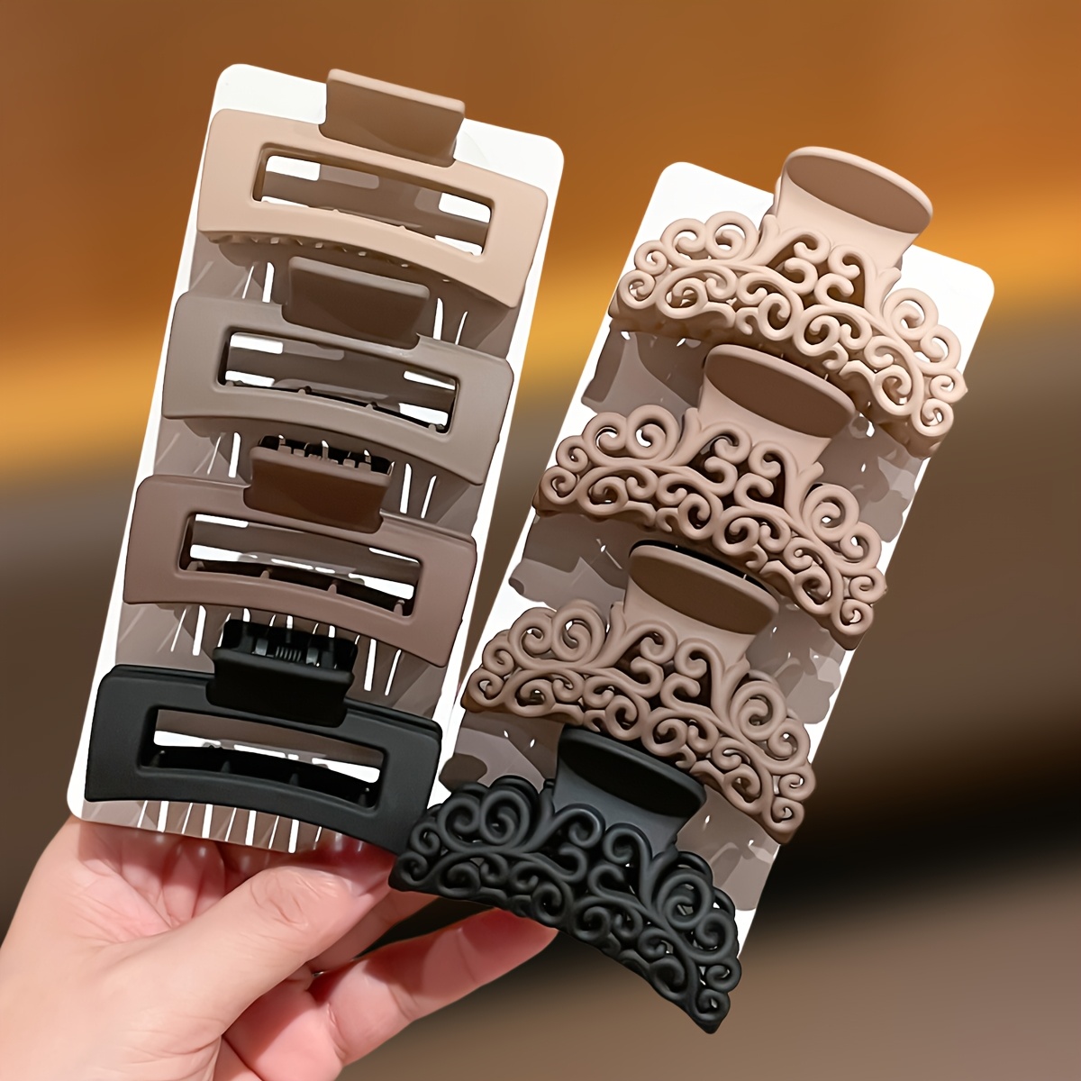 8Pcs Women's Square Patterned  - Hair Claw Clip Set 评论和价格