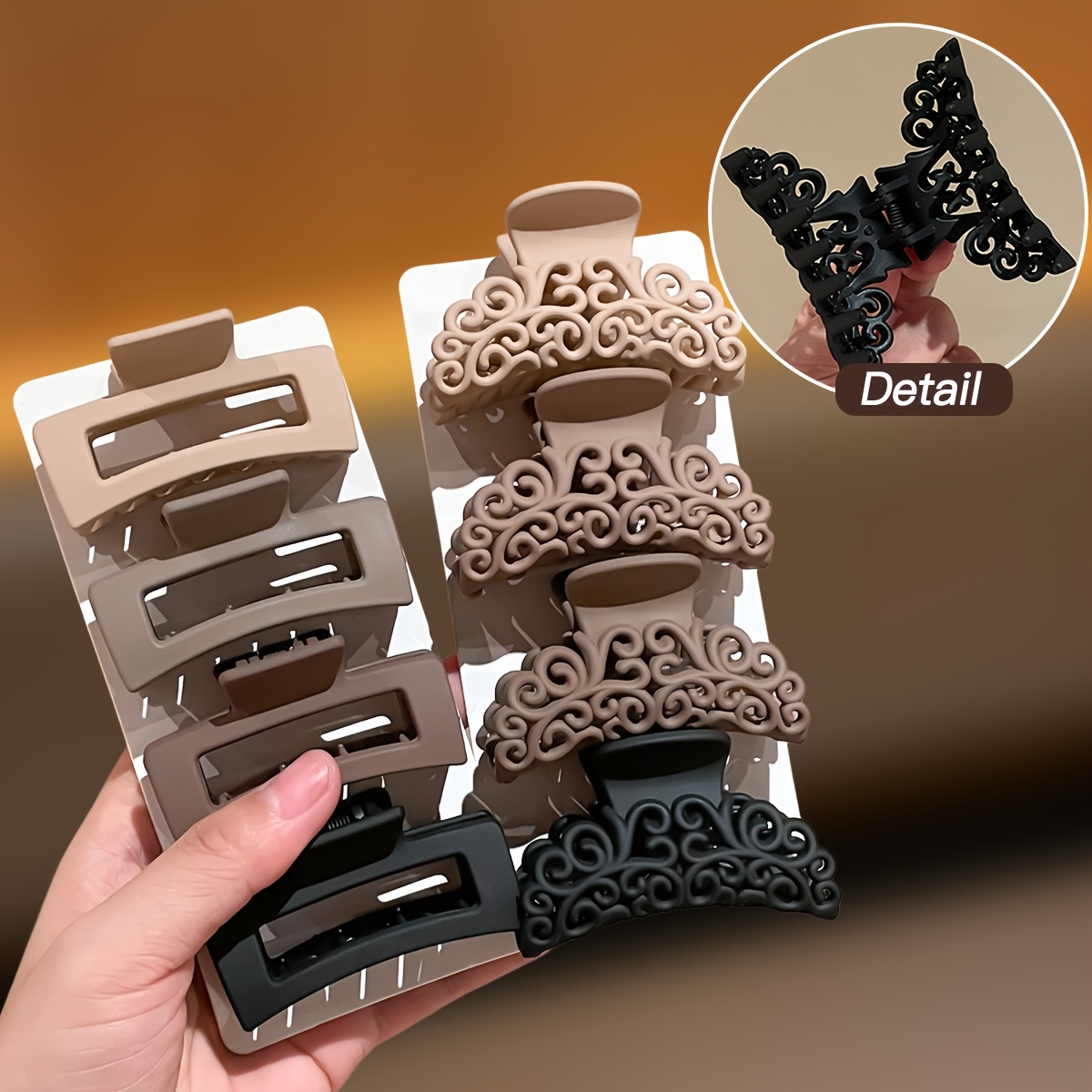 8Pcs Women's Square Patterned  - Hair Claw Clip Set 评论和价格
