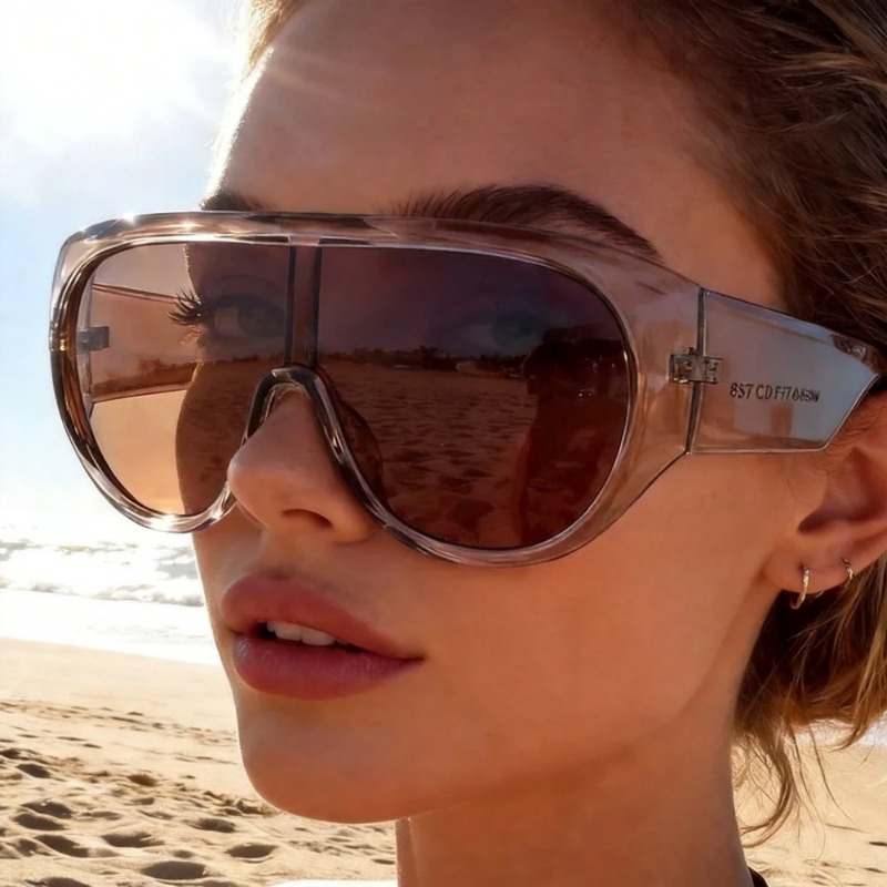 One Piece Oversize Shield Sung - Sunglasses Oversized Square 评论和价格