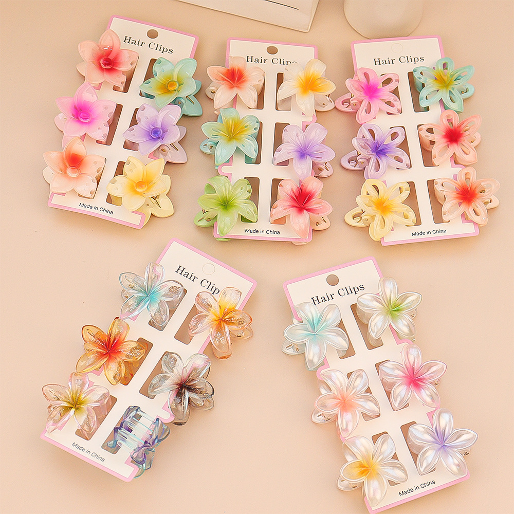 6Pcs Fashion Colorful Transpar - Hair Claw Clip Set 评论和价格