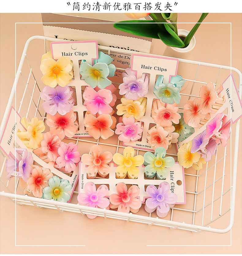 6Pcs Fashion Colorful Transpar - Hair Claw Clip Set 评论和价格