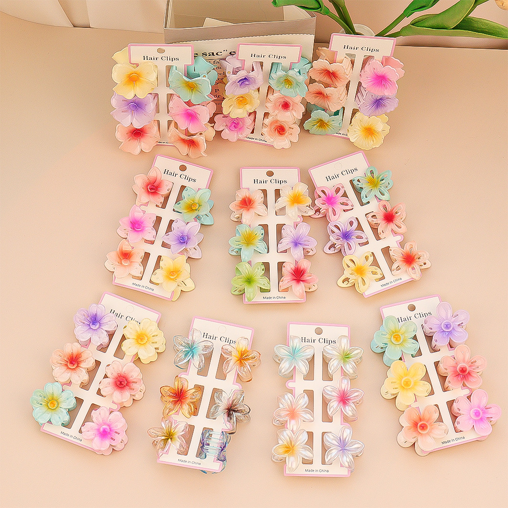 6Pcs Fashion Colorful Transpar - Hair Claw Clip Set 评论和价格