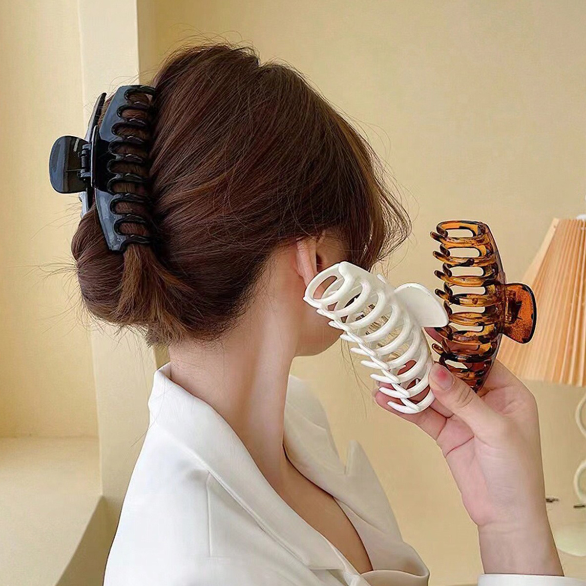 4PCS women's multi-color resin - Hair Claw Clip Set 评论和价格