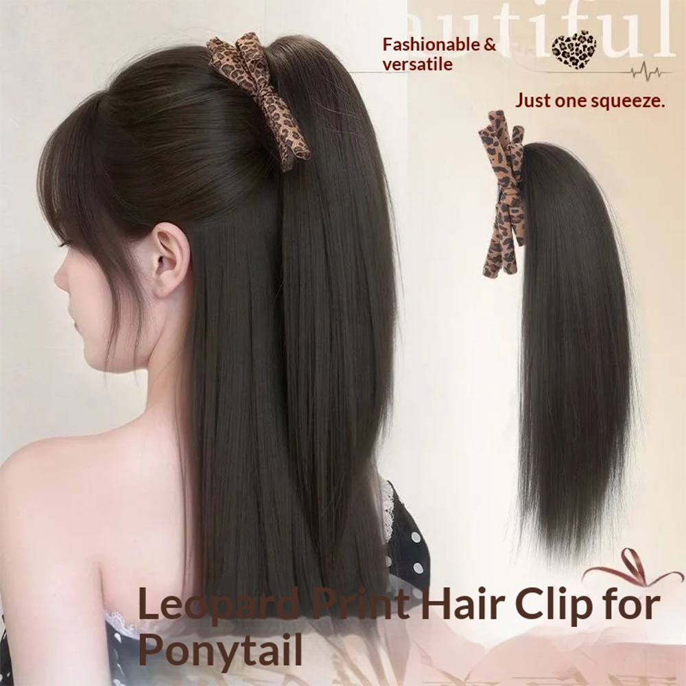 Leopard Print Bow Fountain Cla - Hair Claw Clip Set 评论和价格