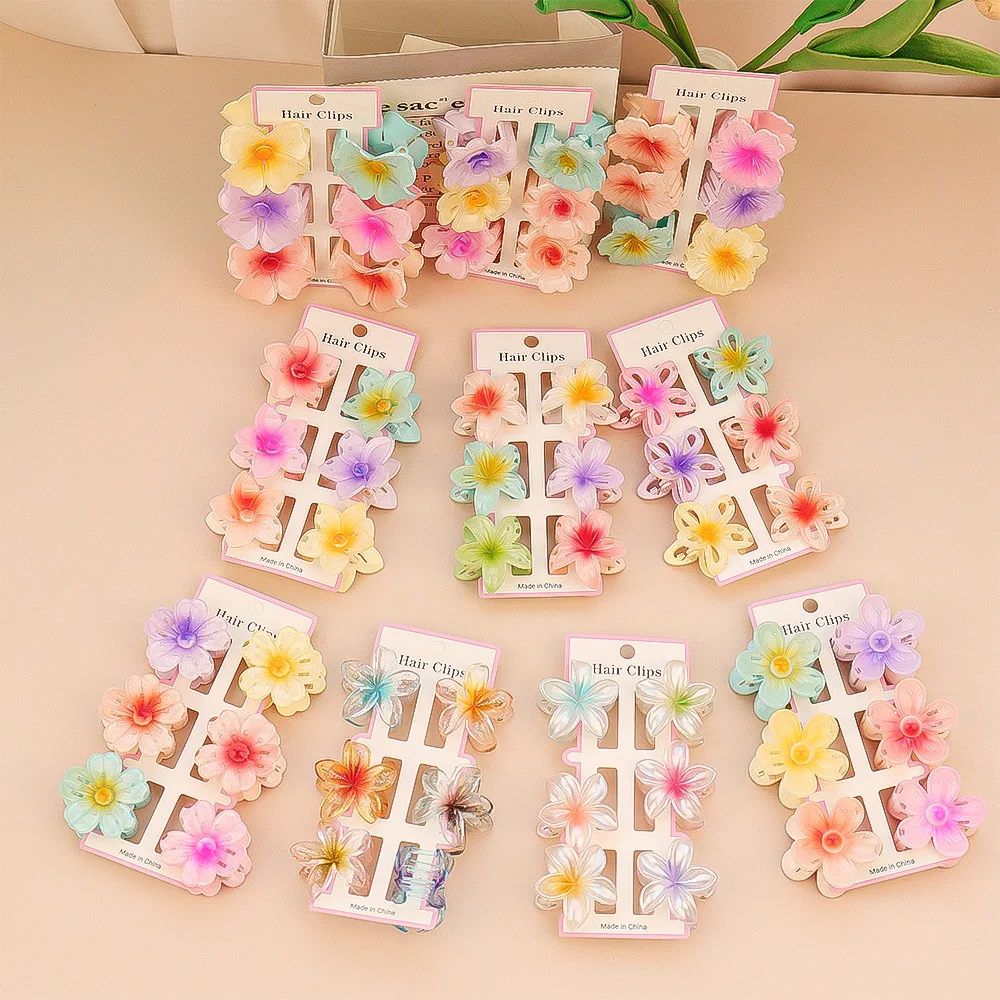 6Pcs Fashion Colorful Transpar - Hair Claw Clip Set 评论和价格
