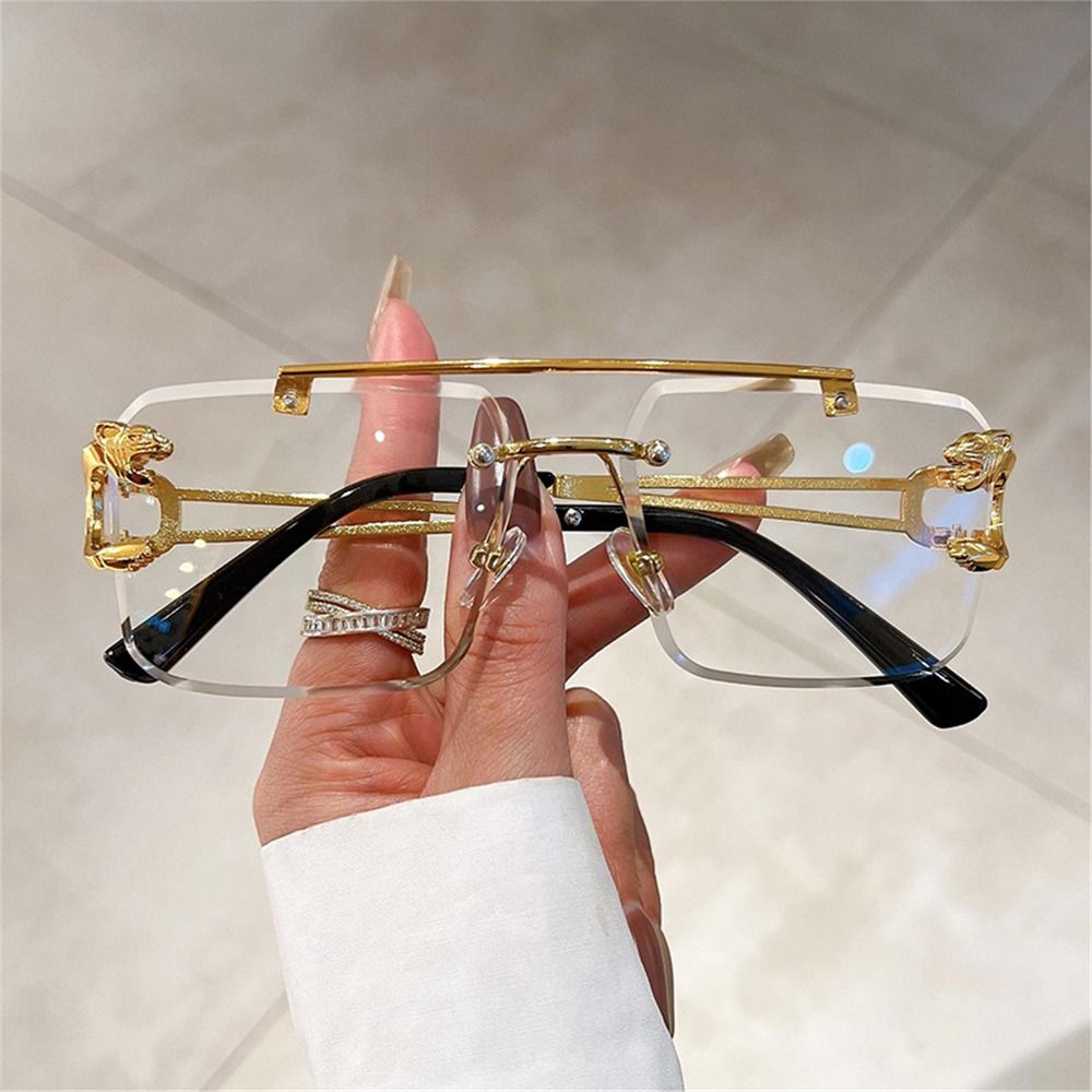 Retro Double Bridge Rimless Su - Sunglasses Oversized Square 评论和价格