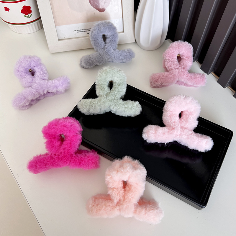 Plush Women Hair Claw Winter F - Hair Claw Clip Set 评论和价格