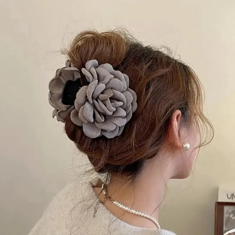 French Fabric Rose Flower Hair - Hair Claw Clip Set 评论和价格