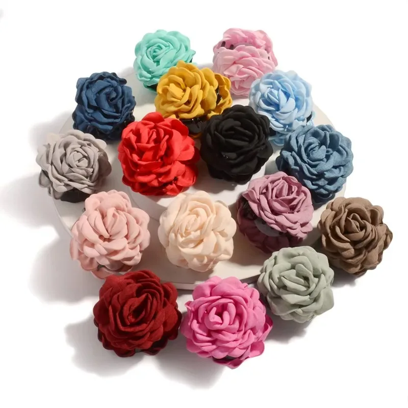 French Fabric Rose Flower Hair - Hair Claw Clip Set 评论和价格